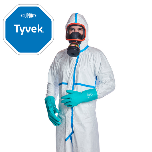 Tyvek® 600 Plus – Hlífðargalli með hettu og teipuðum saumun