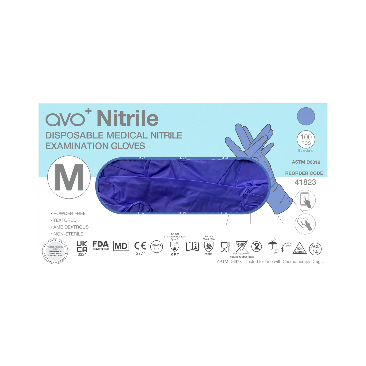 AVO+ Einnota Nítríl Hanskar Bláir 24cm (3.7g)