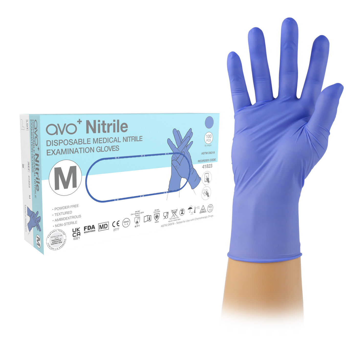 AVO+ Einnota Nítríl Hanskar Bláir 24cm (3.7g)