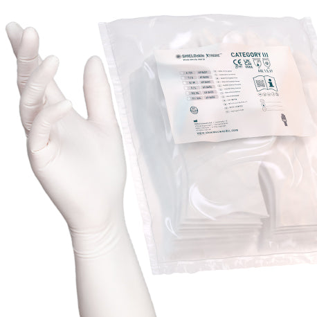 SHIELDskin XTREME™ White Non-Sterile Nitrile 300 DI Cleanroom Gloves – 300 mm, PPE Category III