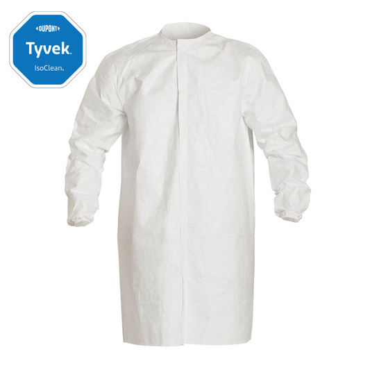 DuPont™ Tyvek® IsoClean® – Sterile Cleanroom Lab Coat with Bound Neck – GMP Grade A/B