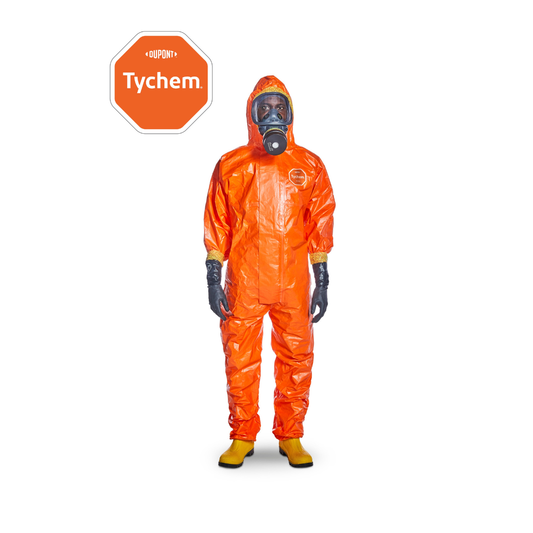 Tychem® 6000 F efnavarnargalli með hettu – Appelsínugulur