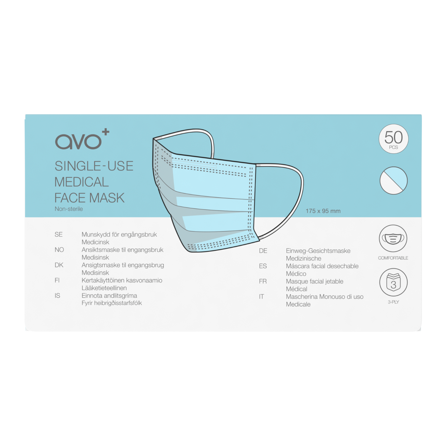 AVO+ Type IIR - Bláar 50/box grímur