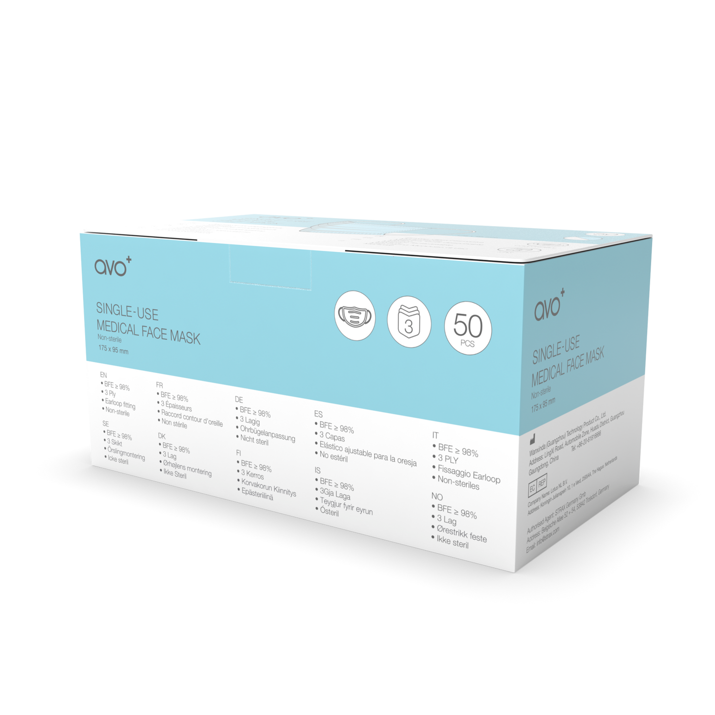 AVO+ Type IIR - Bláar 50/box grímur