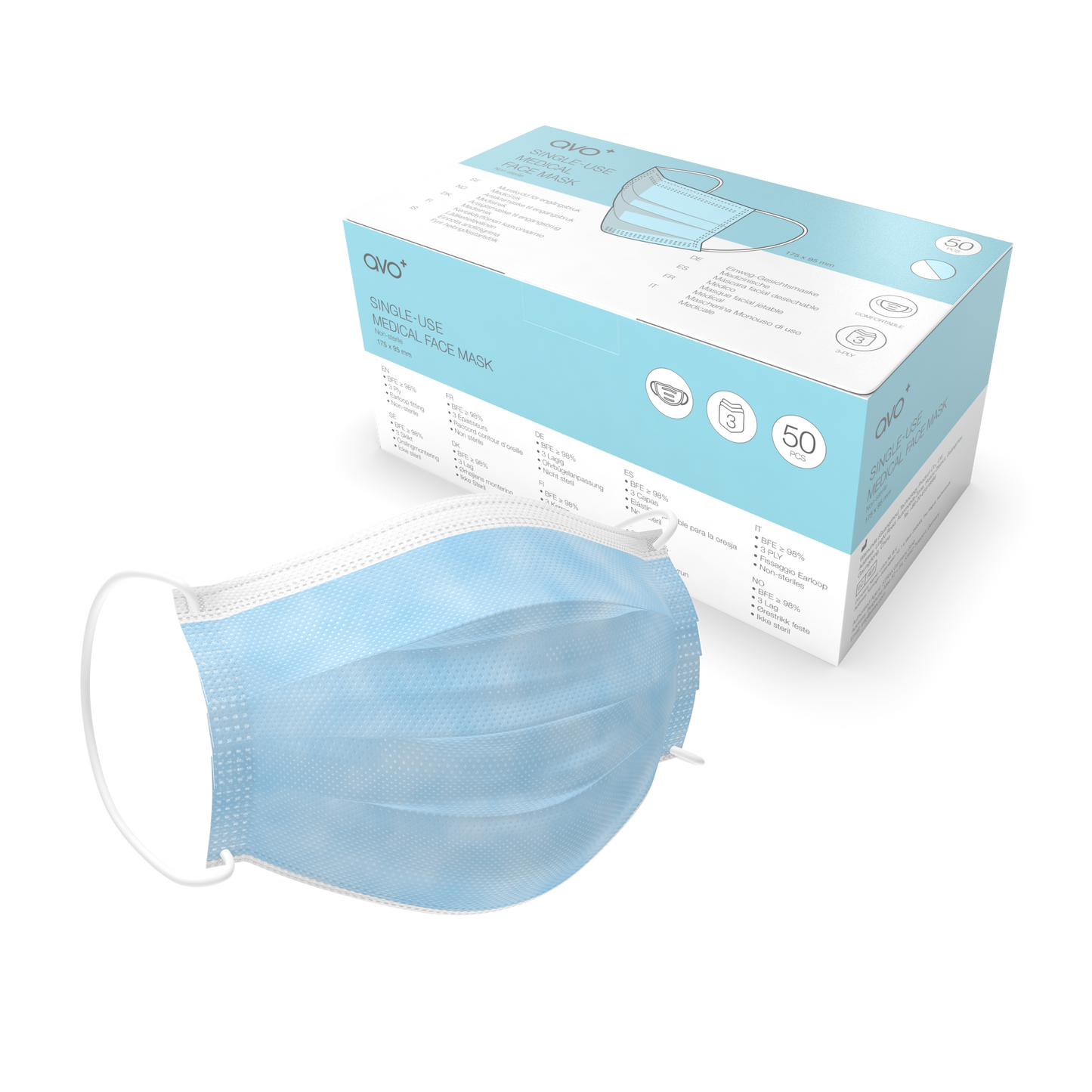 AVO+ Type IIR - Bláar 50/box grímur