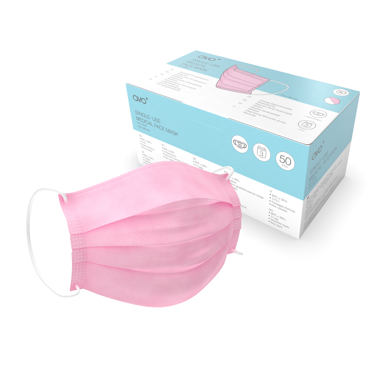 AVO+ Type IIR - Bleikar 50/box grímur